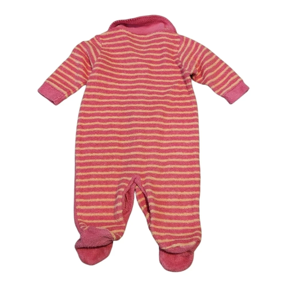 Vintage Carter's Terry Baby Girl Pink Snap Up Cat Footed Outfit Size 3-6 Months